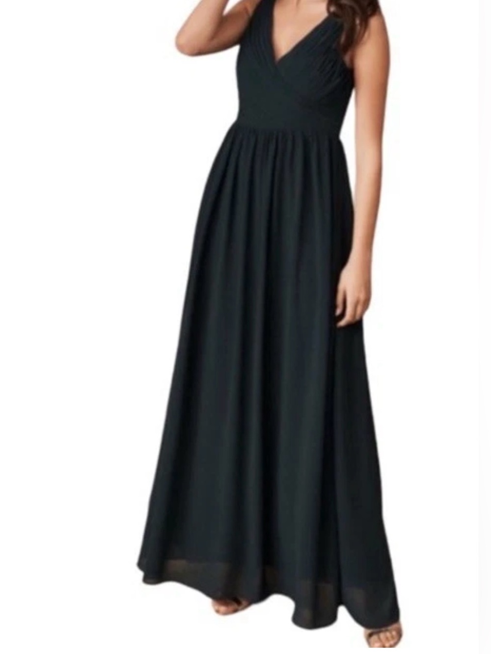 BHLDN Corsa Ruched Dark Green Long Dress  Size Medium